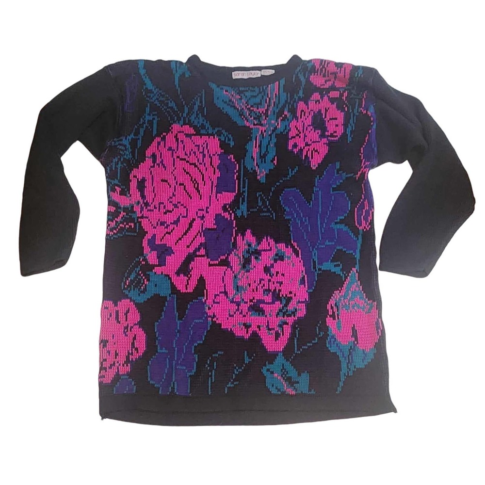 Vintage Sarah Taylor 90's Tunic Sweater, Abstract Floral - Medium
